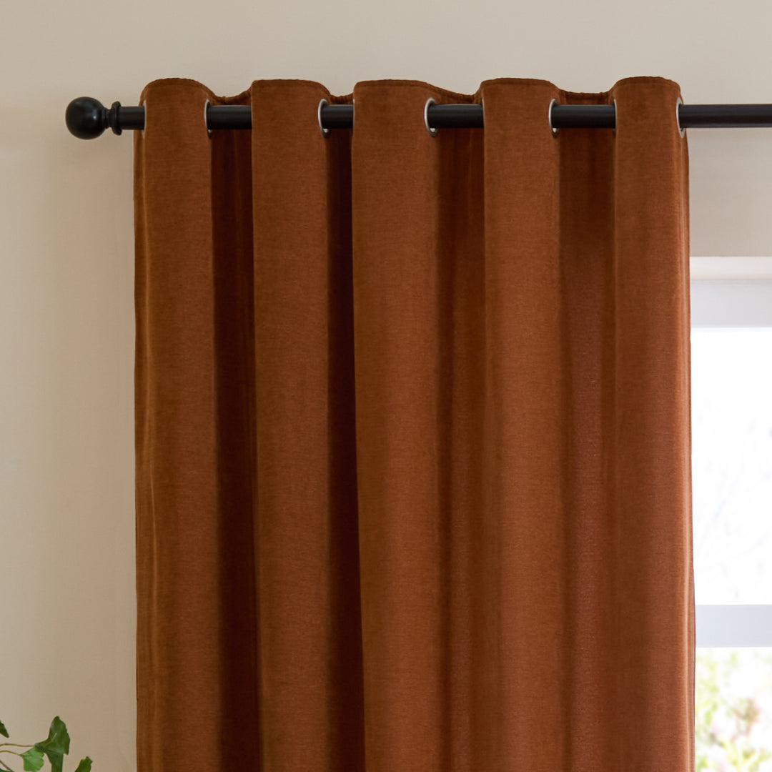 Soft Chenille Blackout 168x229 Eyelet Curtains Rust - image 6
