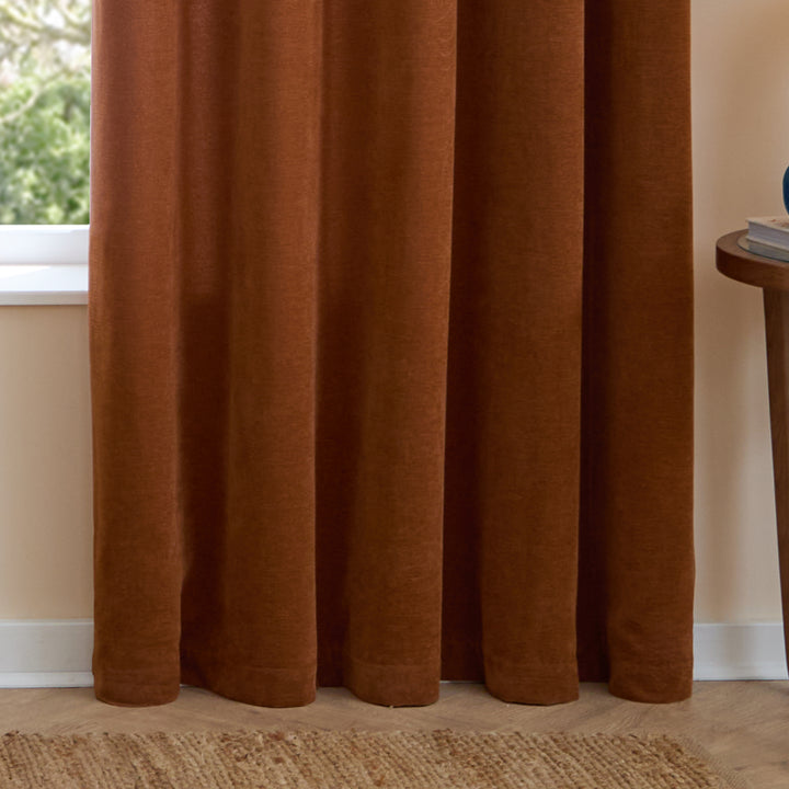Soft Chenille Blackout 168x229 Eyelet Curtains Rust - image 7