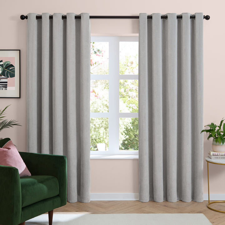 Soft Chenille Blackout 168x229 Eyelet Curtains Silver - image 2