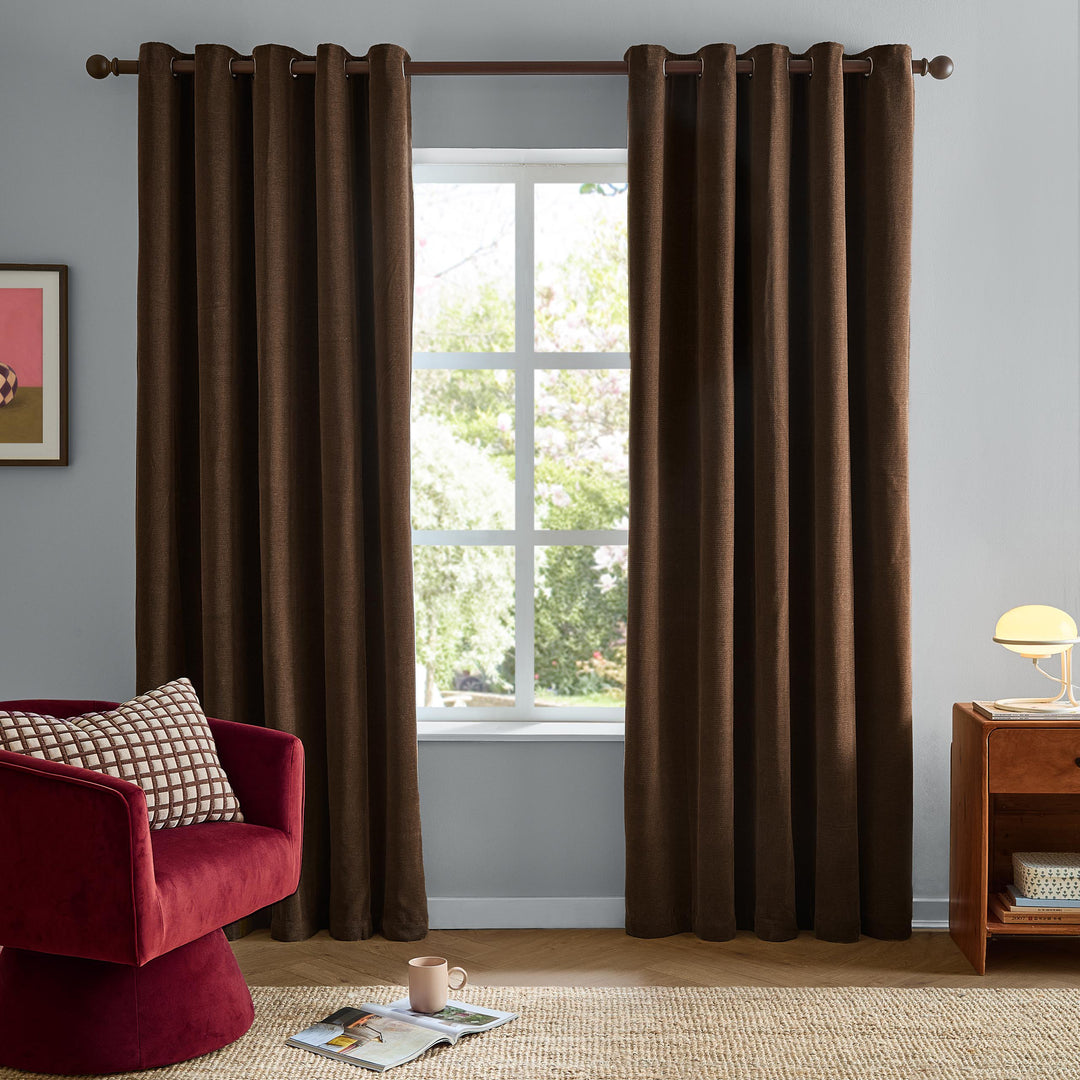 Softchenilleblackout 229x229 Eyelet Curtains Chocolate - image 4