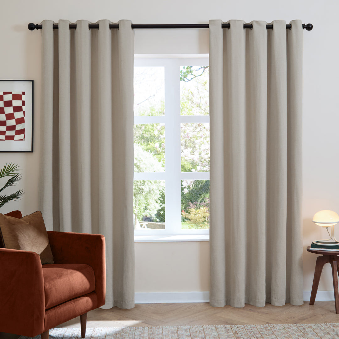 Soft Chenille Blackout 229x229 Eyelet Curtains Natural - image 2