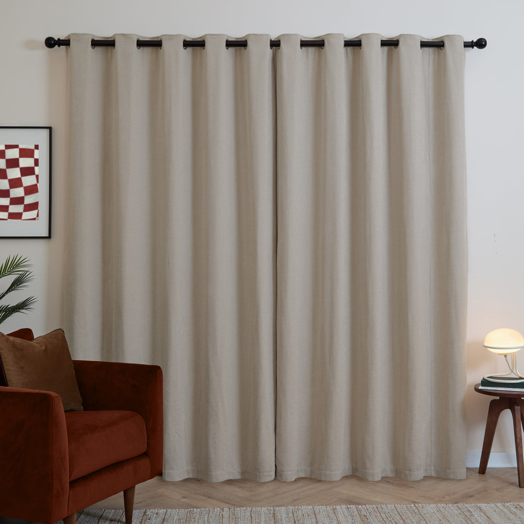 Soft Chenille Blackout 229x229 Eyelet Curtains Natural - image 3