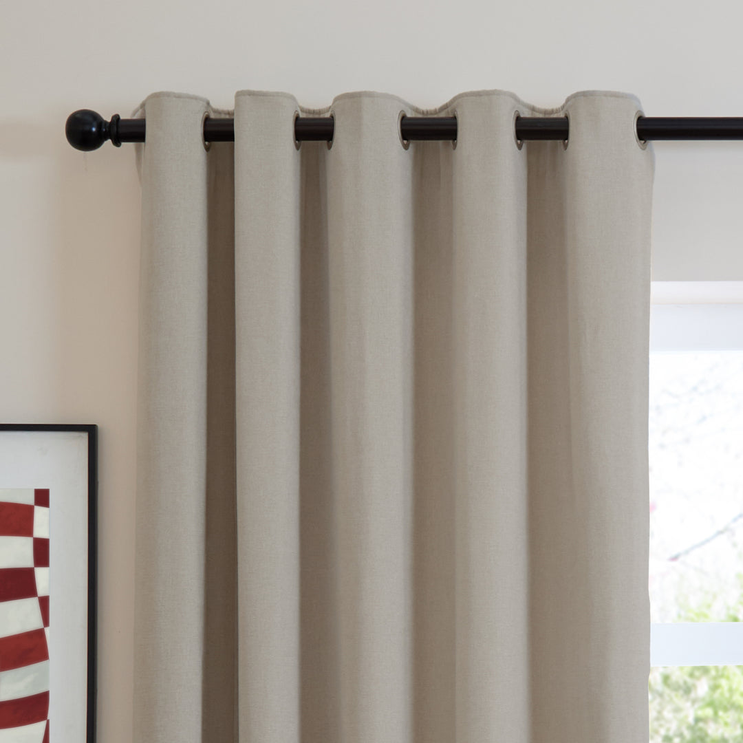 Soft Chenille Blackout 229x229 Eyelet Curtains Natural - image 6