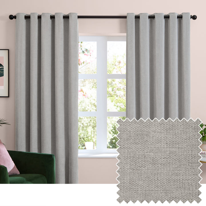 Soft Chenille Blackout 229x229 Eyelet Curtains Silver