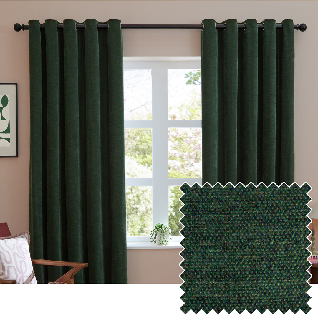 Soft Chenille Blackout 168x183 Eyelet Curtains Bottle