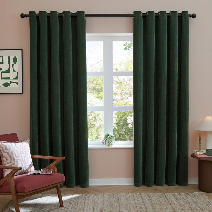 Soft Chenille Blackout 168x183 Eyelet Curtains Bottle - image 2