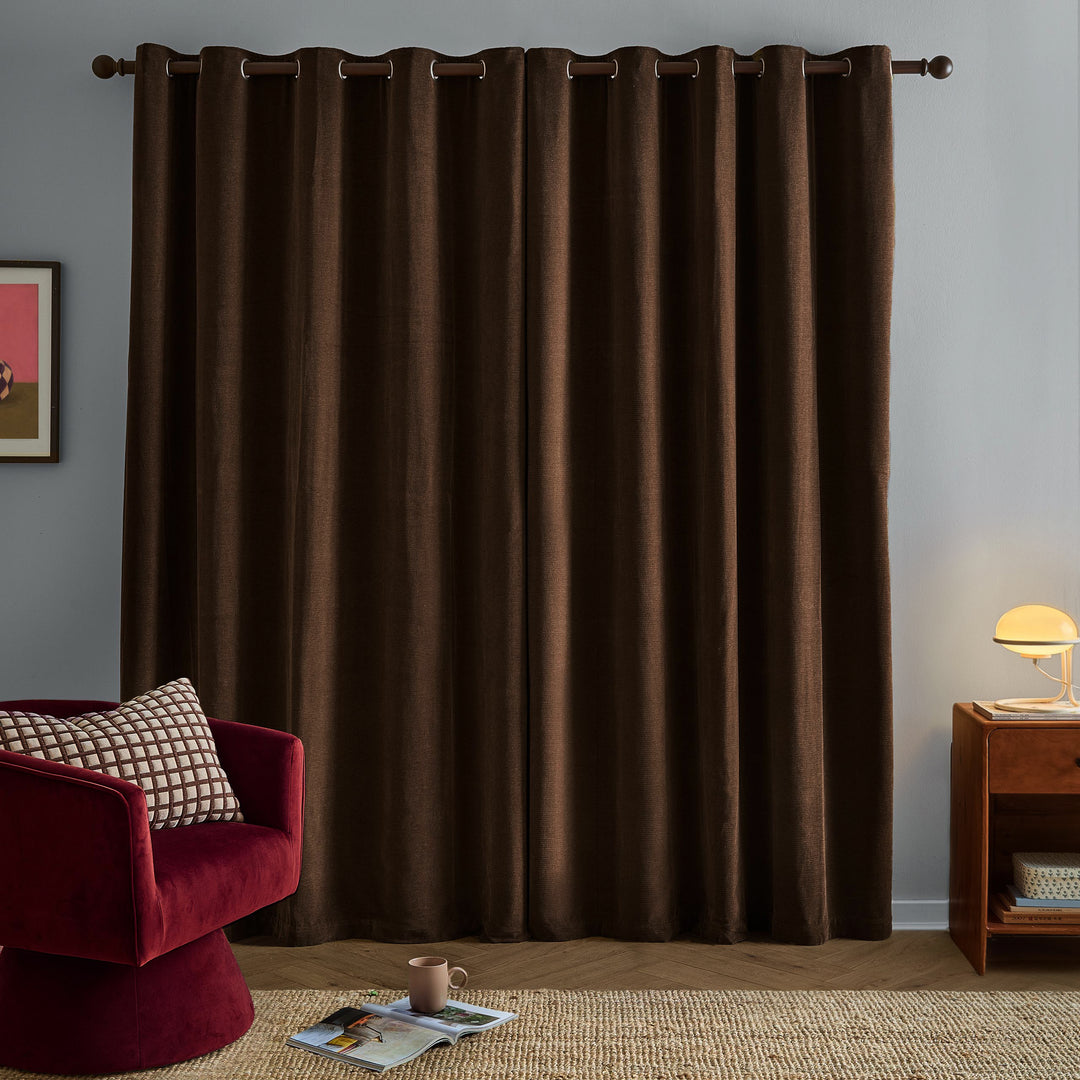 Softchenilleblackout 168x183 Eyelet Curtains Chocolate - image 5