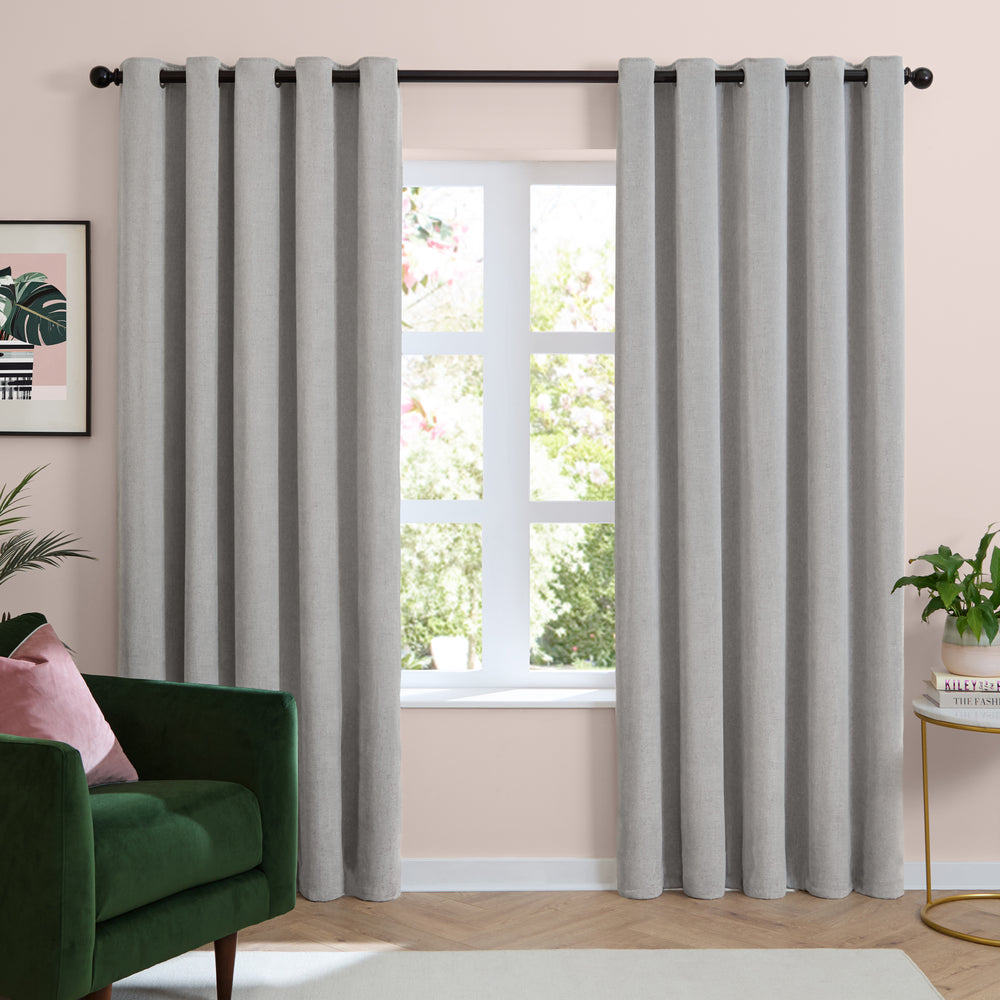 Soft Chenille Blackout 229x183 Eyelet Curtains Silver - image 2