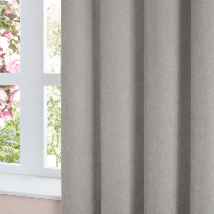 Soft Chenille Blackout 229x183 Eyelet Curtains Silver - image 4