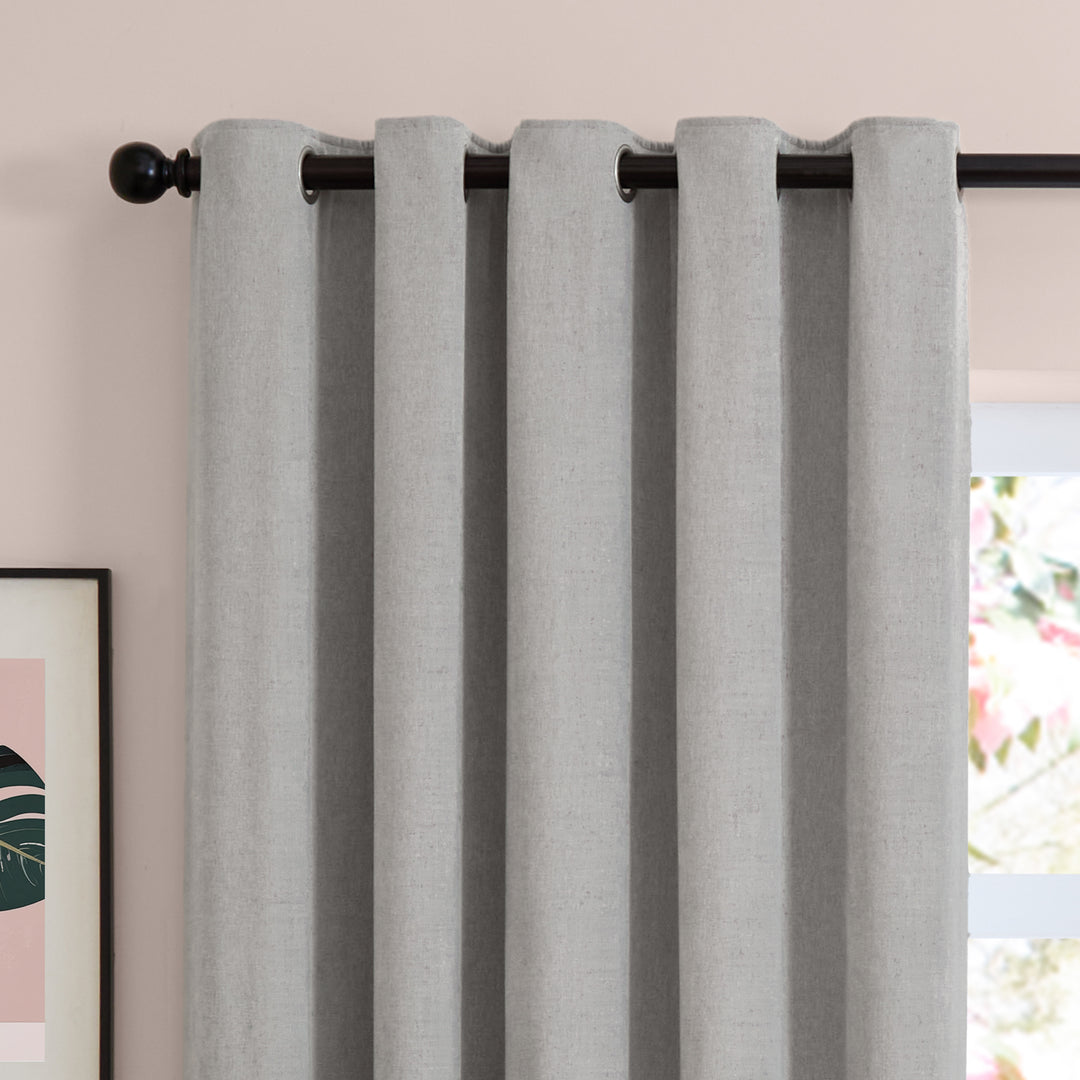 Soft Chenille Blackout 229x183 Eyelet Curtains Silver - image 6