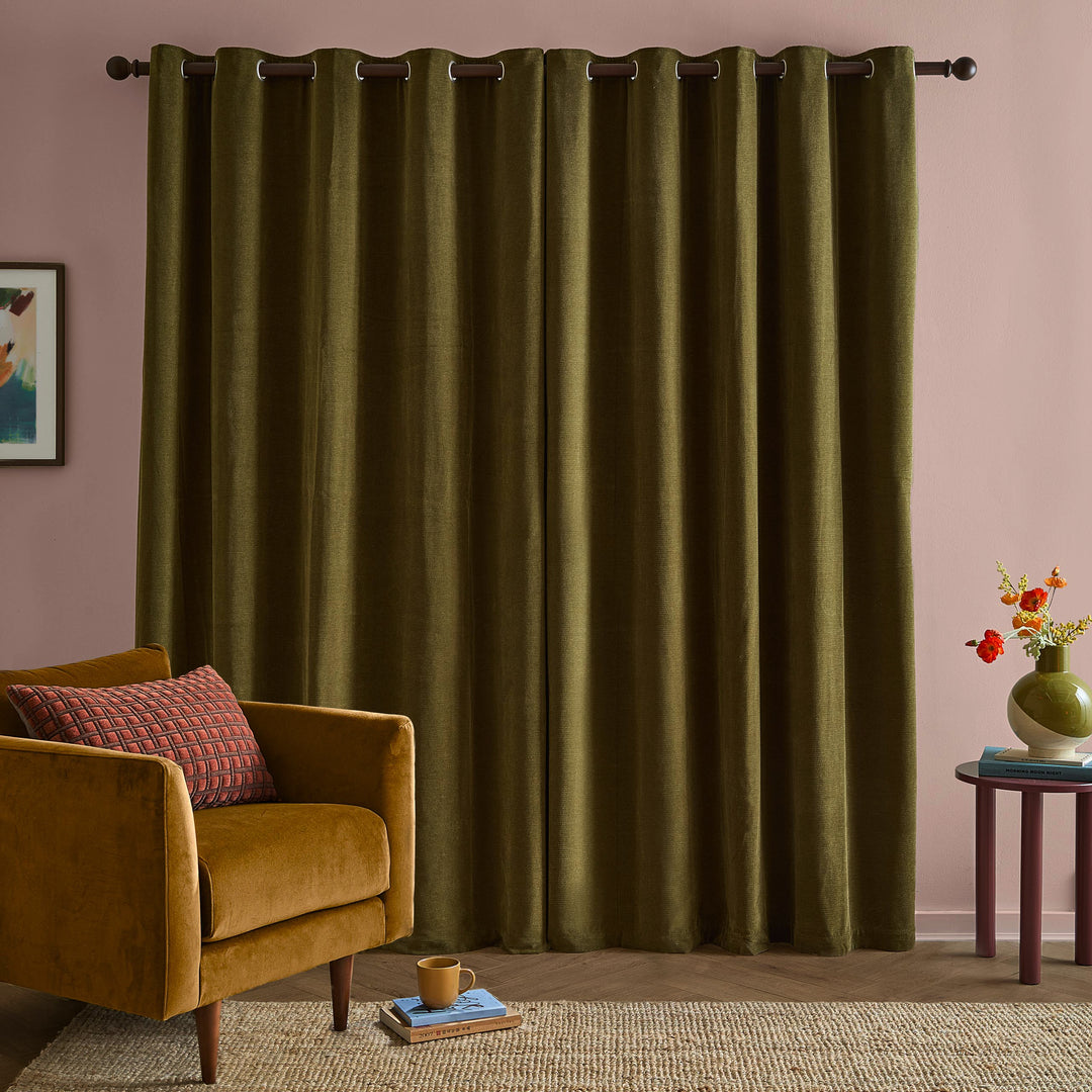 Softchenilleblackout 117x137 Eyelet Curtains Olive - image 5