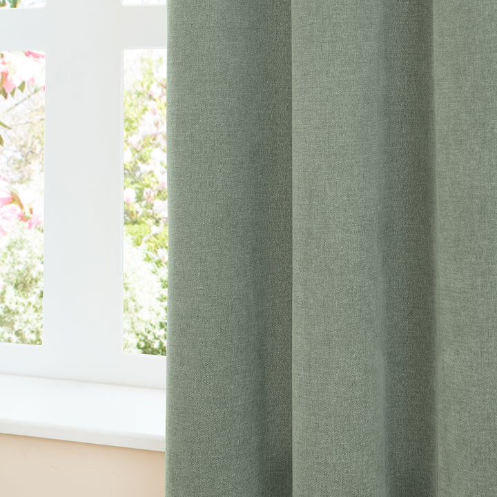 Soft Chenille Blackout 117x183 Eyelet Curtains Green - image 4
