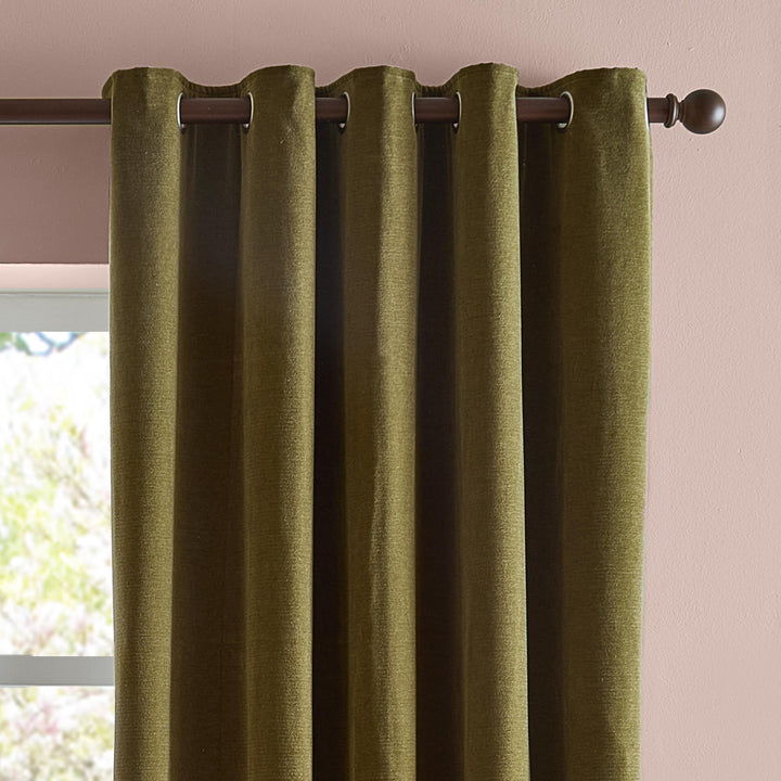 Softchenilleblackout 117x183 Eyelet Curtains Olive - image 3