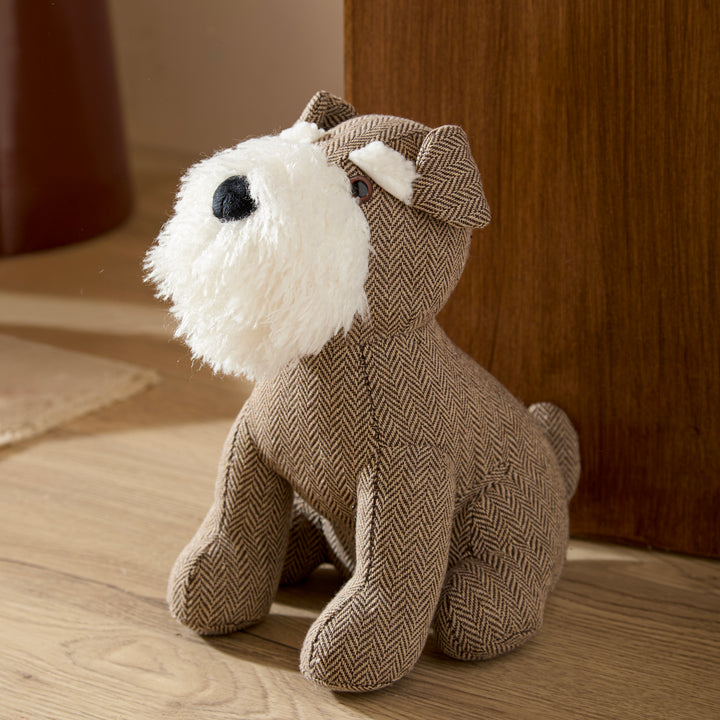 Schnauzer Dog Doorstop - Brown