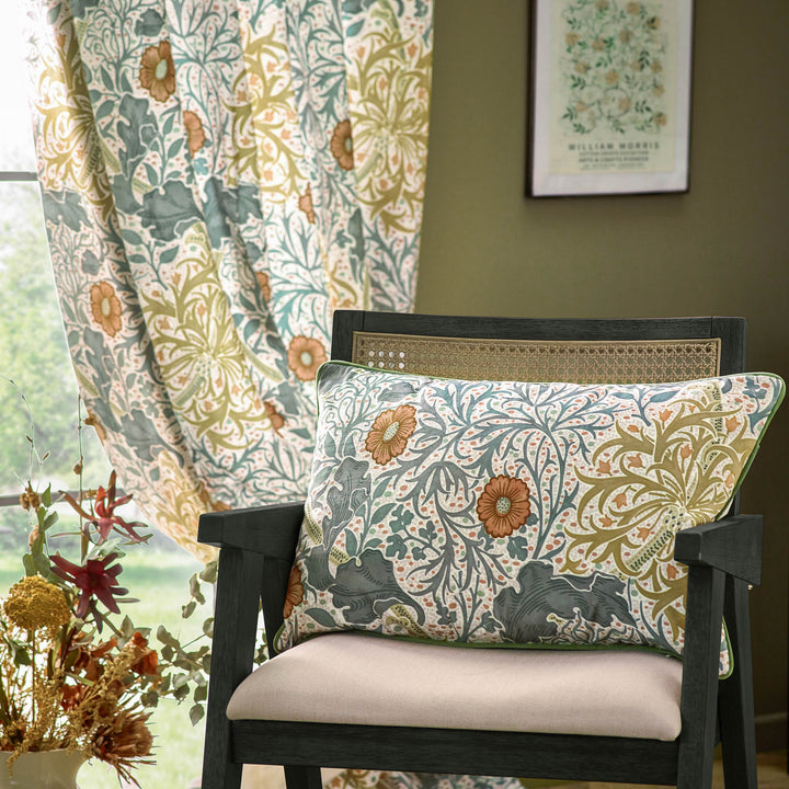 SEAWEED 117X182 PENCIL PLEAT CURTAINS STONE/SUNFLOWER