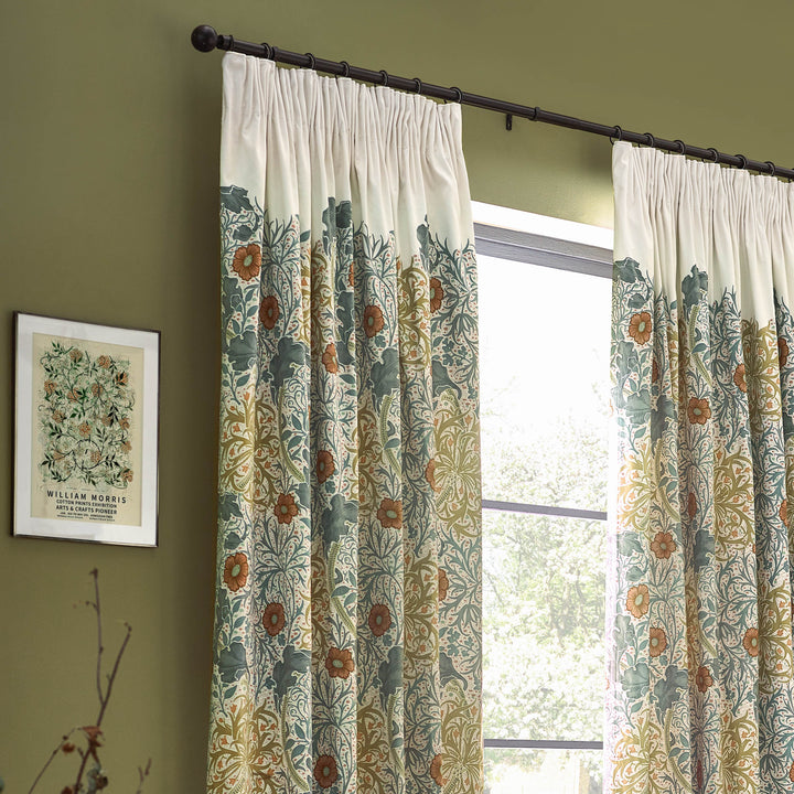 SEAWEED 167X137 PENCIL PLEAT CURTAINS STONE/SUNFLOWER