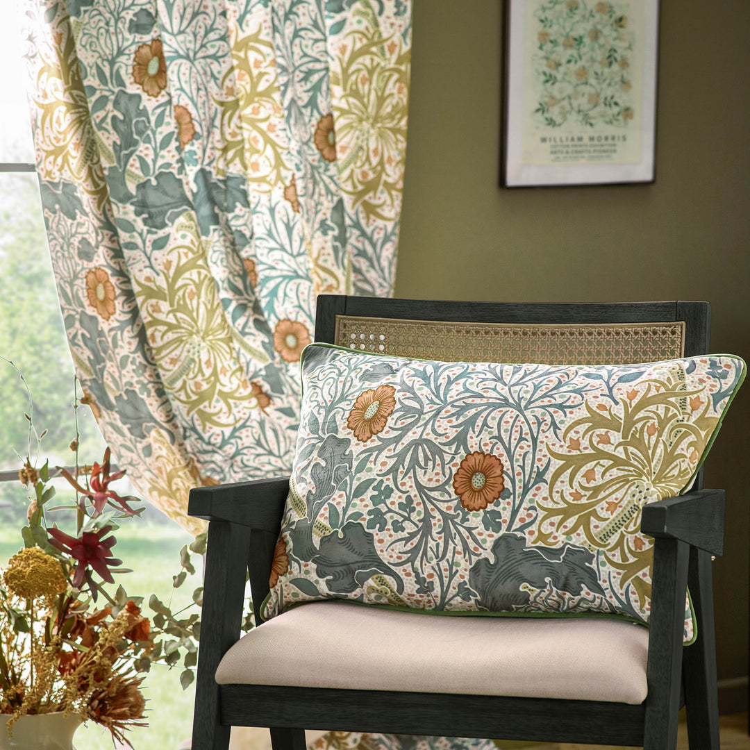 SEAWEED 167X228 PENCIL PLEAT CURTAINS STONE/SUNFLOWER