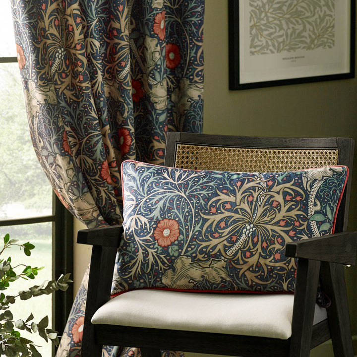 SEAWEED 228X137 PENCIL PLEAT CURTAINS INDIGO