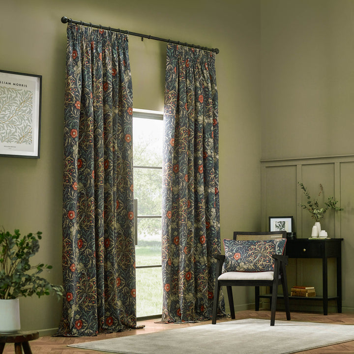 SEAWEED 228X228 PENCIL PLEAT CURTAINS INDIGO