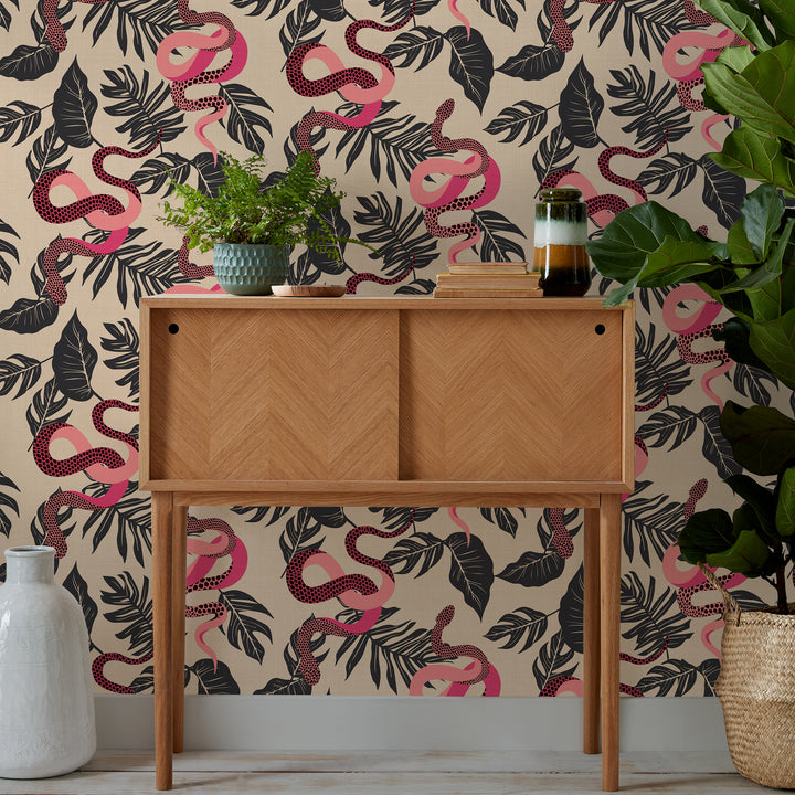 SERPENTINE WALLPAPER RUBY PINK