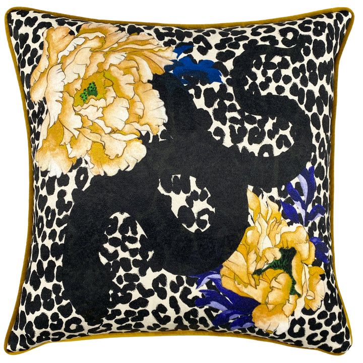 SERPENTINE 43X43 CUSHION CASE OCHRE/BLUE