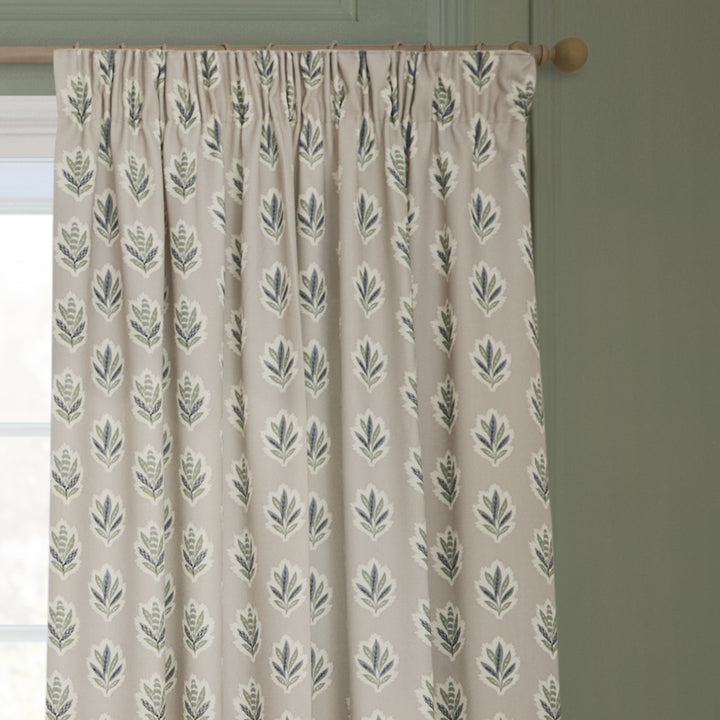 SESSILE LEAF 117X137 PENCIL PLEAT CURTAINS FLAX