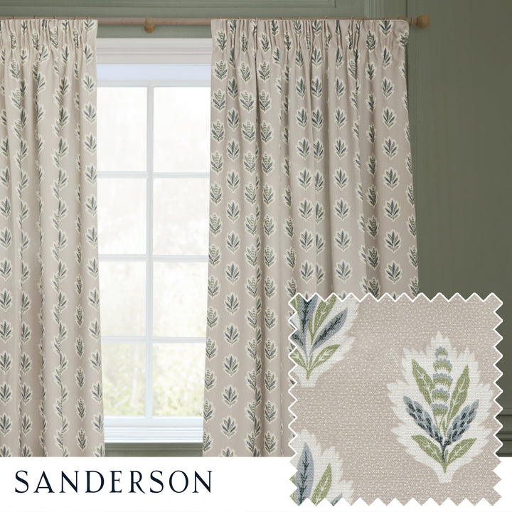 SESSILE LEAF 117X182 PENCIL PLEAT CURTAINS FLAX