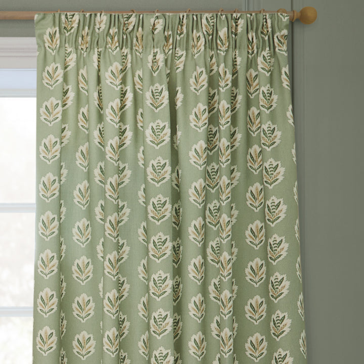 SESSILE LEAF 167X137 PENCIL PLEAT CURTAINS SAGE