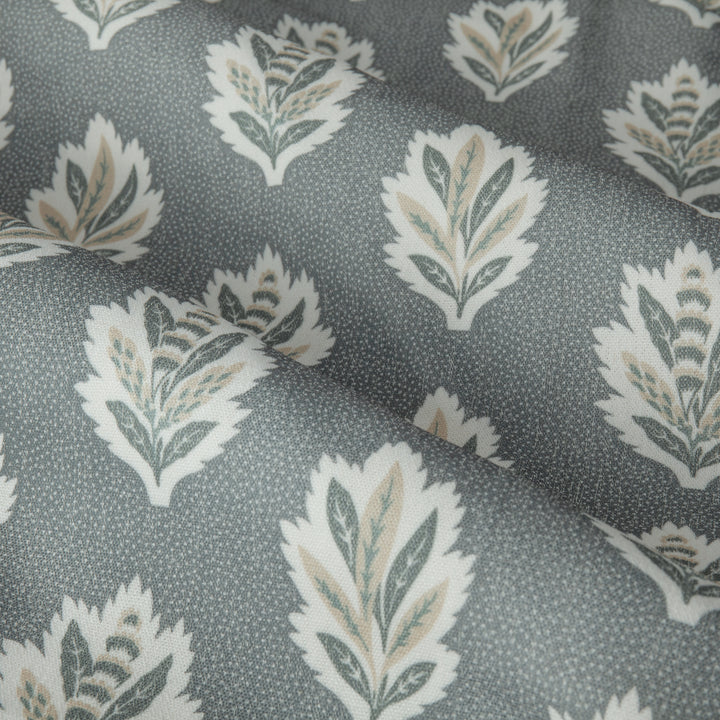 Sessile Leaf 228x137 Pencil Pleat Curtains Delph Blue - image 5