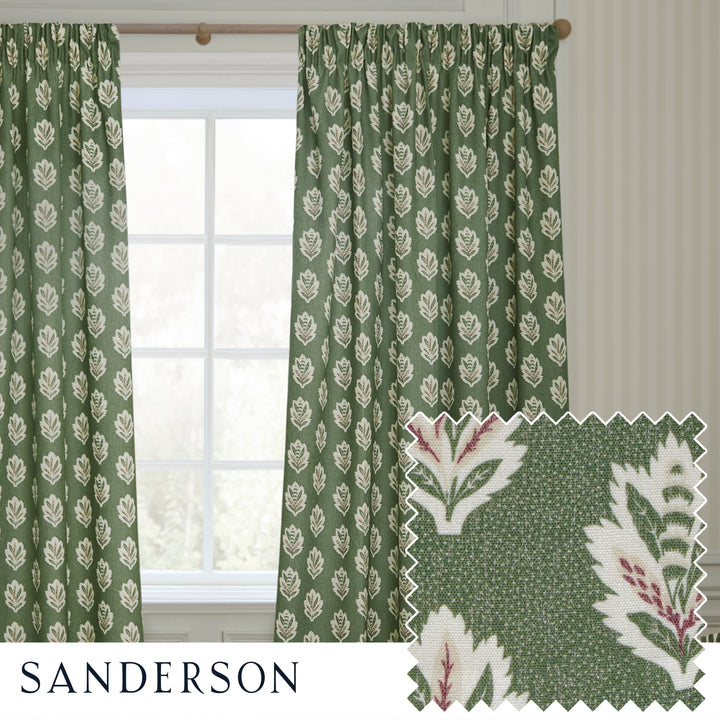 SESSILE LEAF 228X137 PENCIL PLEAT CURTAINS LEAF GREEN