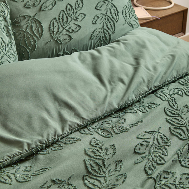 Seville Leaf King Size Soft Touch Duvet Set Green - image 2