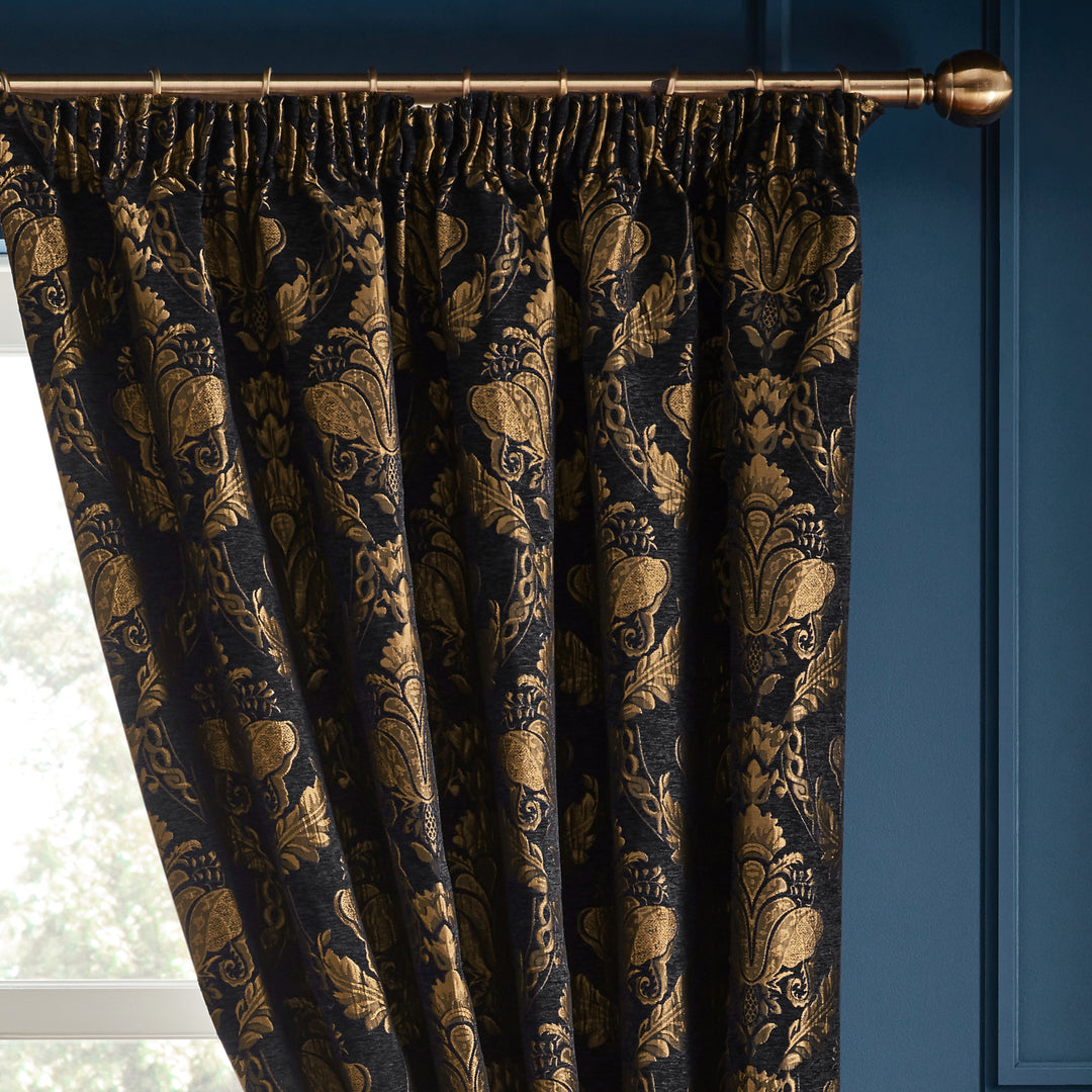 SHIRAZ CURTAIN PENCIL PLEAT CURTAINS BLACK