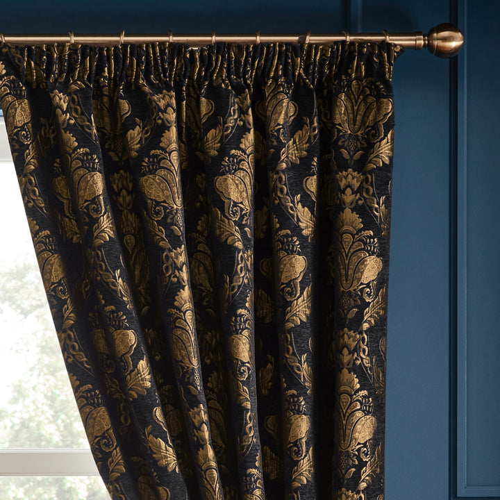 SHIRAZ CURTAIN PENCIL PLEAT CURTAINS BLACK