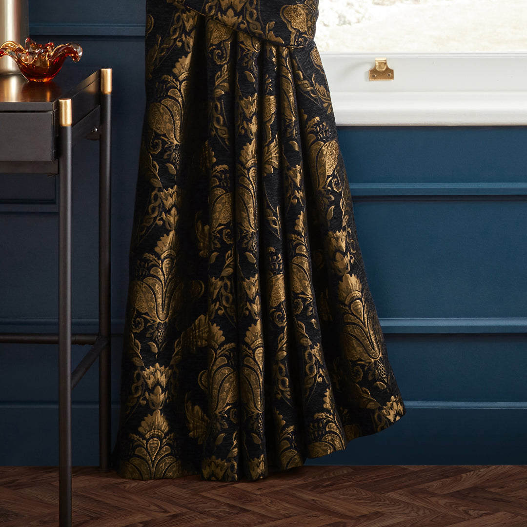 SHIRAZ CURTAIN PENCIL PLEAT CURTAINS BLACK