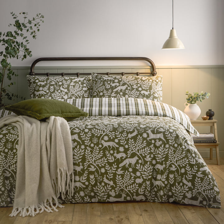 Skandiwoodland Super King Duvet Set Thyme Green