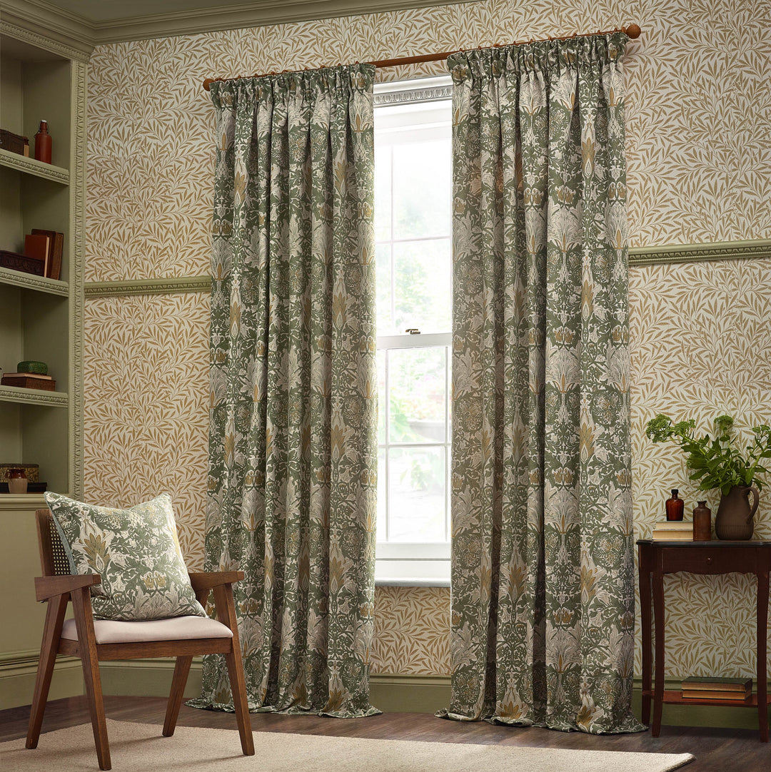 SNAKESHEAD 228X182 PENCIL PLEAT CURTAINS SUNFLOWER/STONE