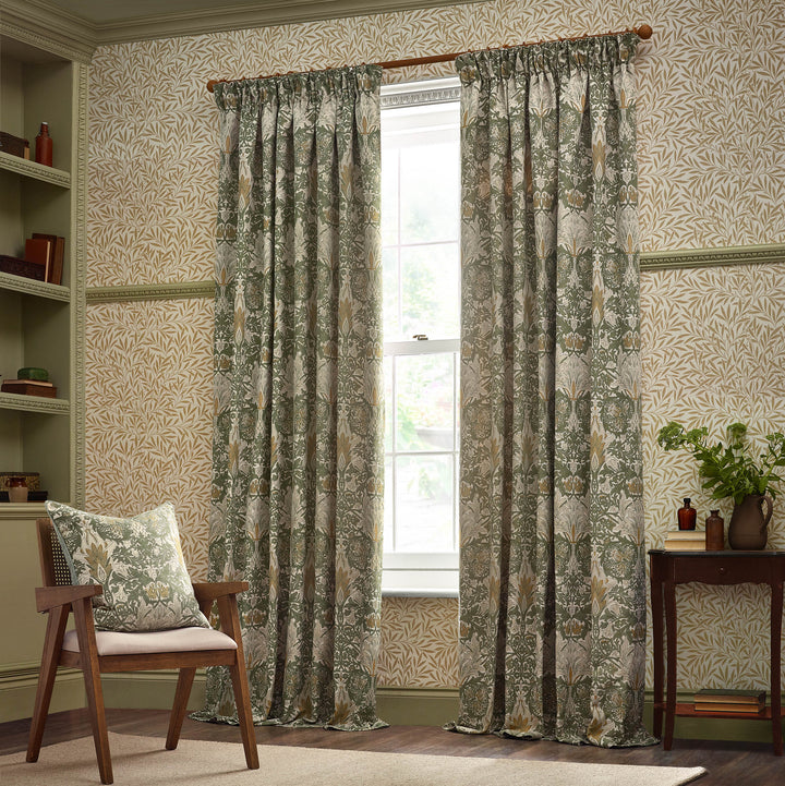 SNAKESHEAD 228X182 PENCIL PLEAT CURTAINS SUNFLOWER/STONE