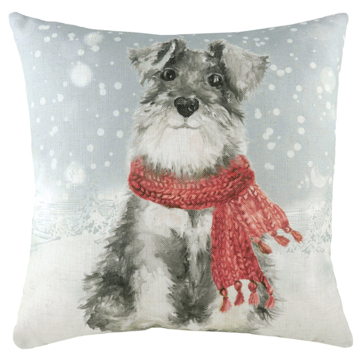 SNOWY DOG WITH SCARF 43X43 C/CASE