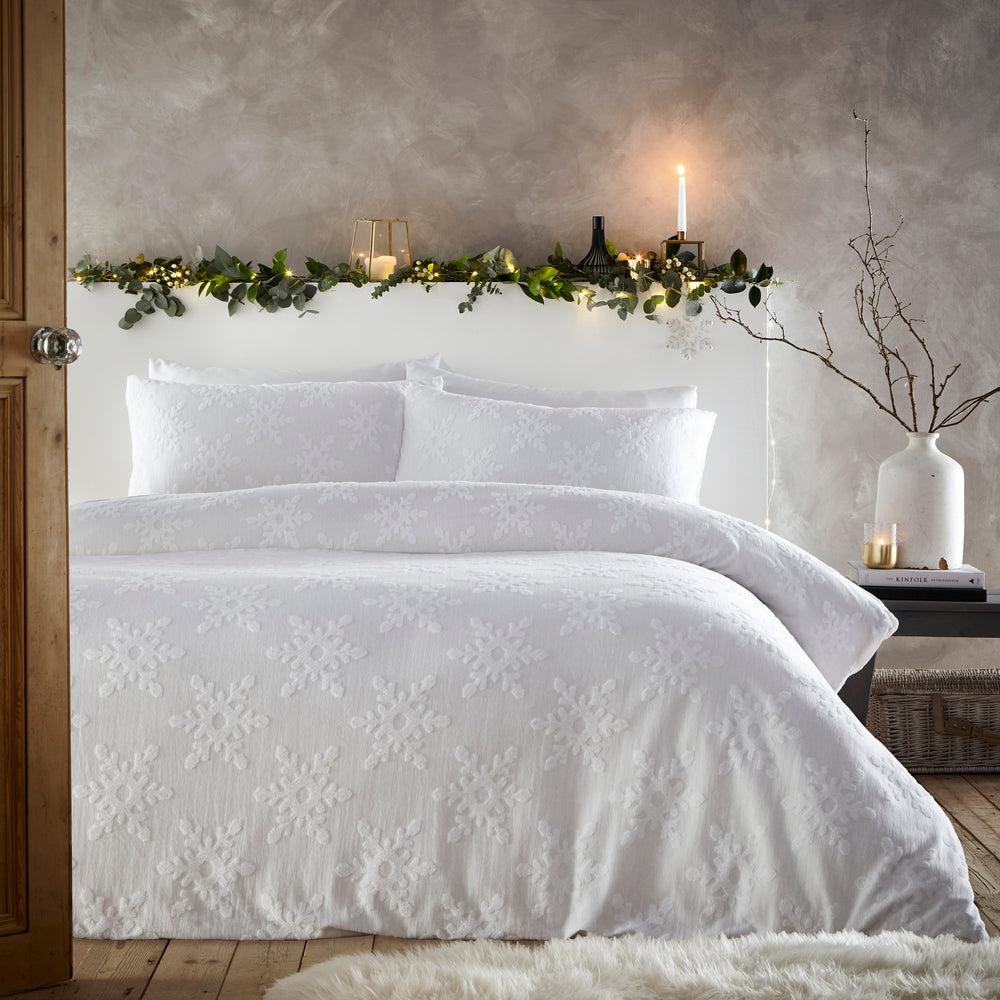 Snowflake Tufted King Size Duvet Set White - image 2