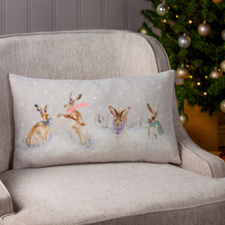 SNOWY HARES 30X50 CUSHION CASE