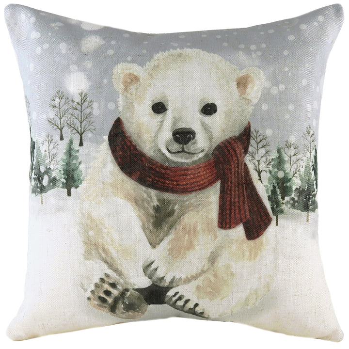 SNOWY POLAR BEAR WITH SCARF 43X43 C/CASE