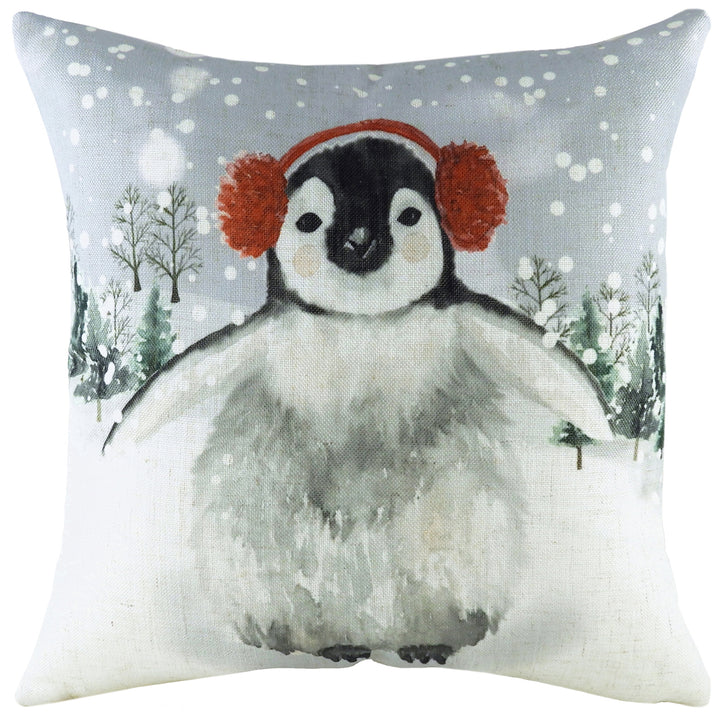 SNOWY PENGUIN WITH EARMUFFS 43X43 C/CASE