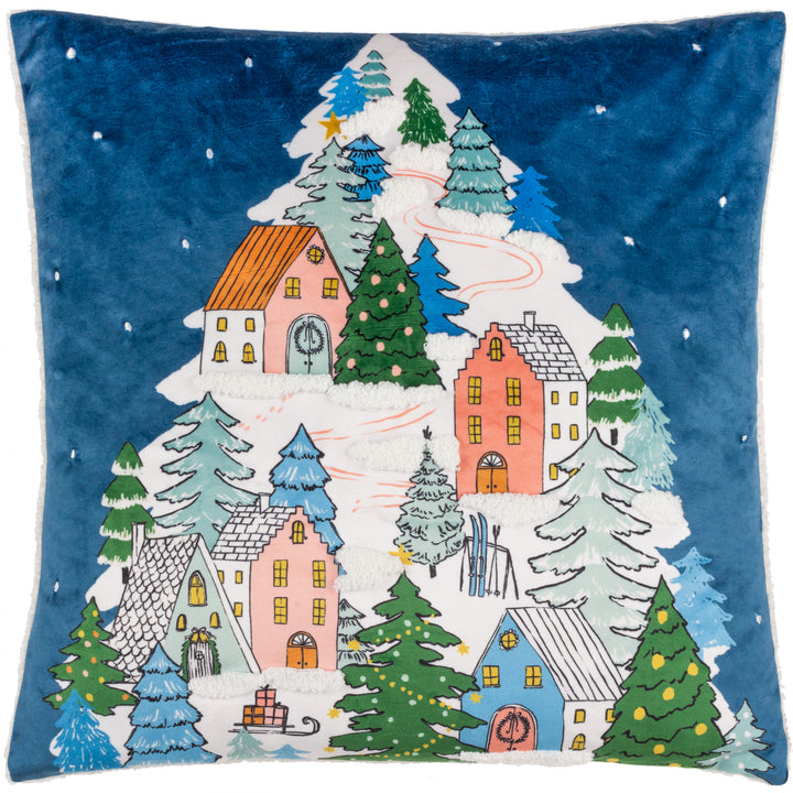 SNOWY VILLAGE TREE 45X45 CUSHION CASE MULTI