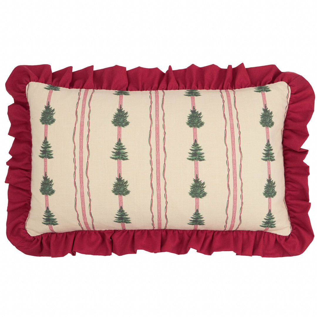 Spruce Stripes 30x50 Cushion Case Linen/ Dark Red