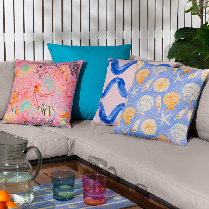 Sea Shells 45x45 Outdoor Cushion Case Blue - image 6