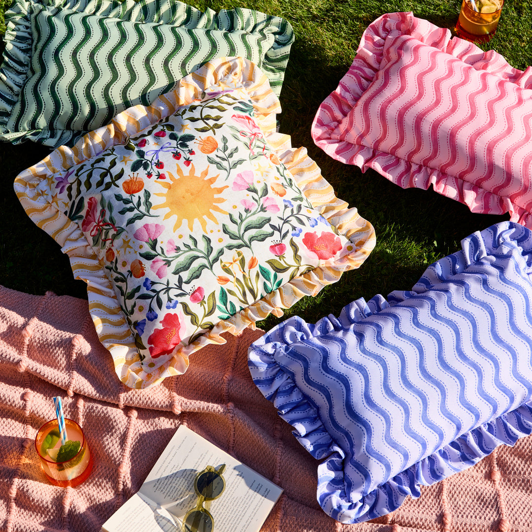 Summer Solstice Wiggly Stripe 30x50 Outdoor Cushion Case Cobalt - image 5