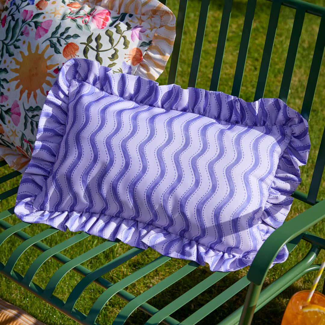 Summer Solstice Wiggly Stripe 30x50 Outdoor Cushion Case Cobalt