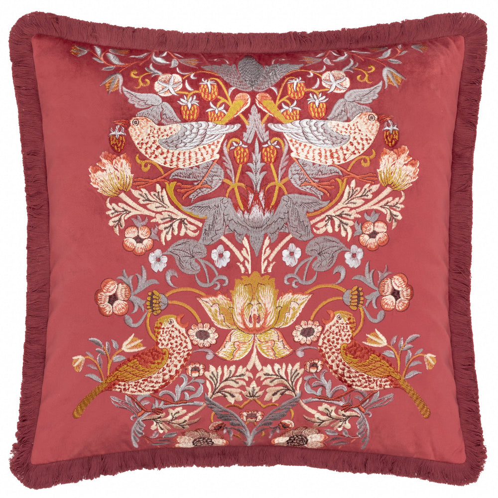 Strawberry Thief Embroidery 50x50 Cushion Case Berry - image 2