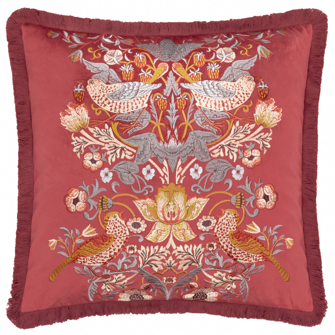 Strawberry Thief Embroidery 50x50 Cushion Case Berry - image 2