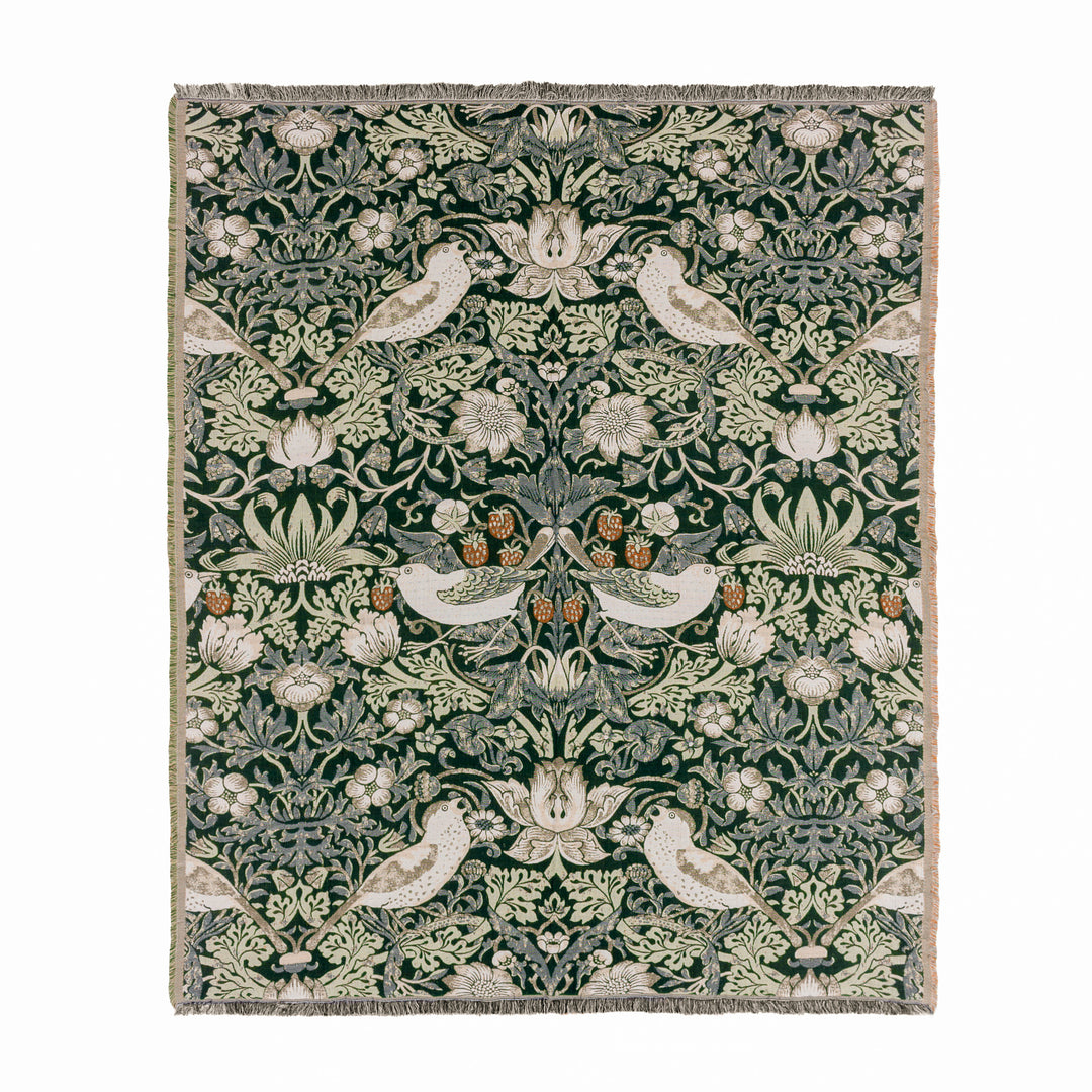 Strawberry Thief 140x170 Throw Forest Green - image 3